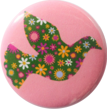 Peace dove badge retro flowers